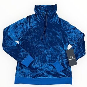 Foray Sweatshirt Womens XL Blue Golf‎ Velour Velvet Funnel Neck Activewear